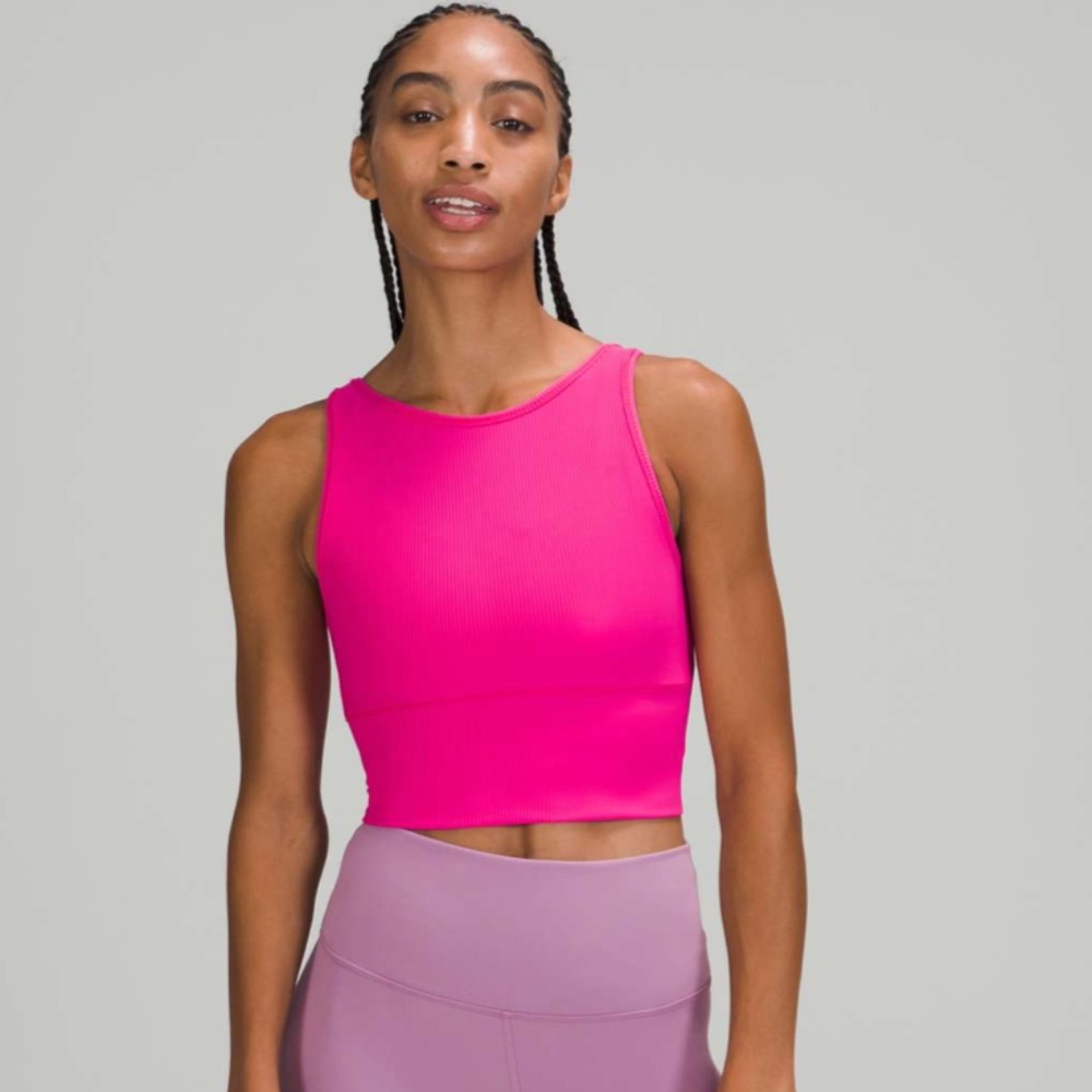 NWT Lululemon Power Pivot Tank Top *Rib SONIC PINK (sz 10)